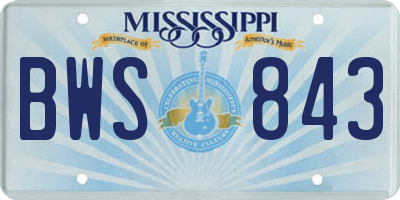 MS license plate BWS843