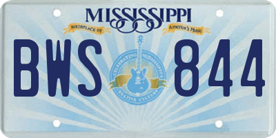 MS license plate BWS844
