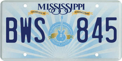 MS license plate BWS845