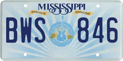 MS license plate BWS846