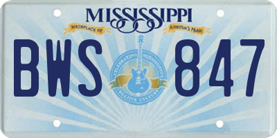 MS license plate BWS847