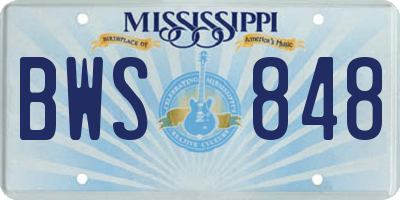 MS license plate BWS848