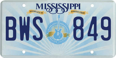 MS license plate BWS849