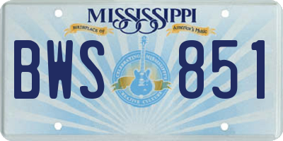 MS license plate BWS851