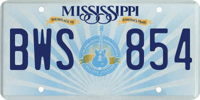 MS license plate BWS854