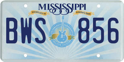 MS license plate BWS856
