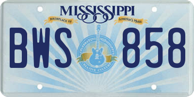 MS license plate BWS858