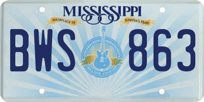 MS license plate BWS863