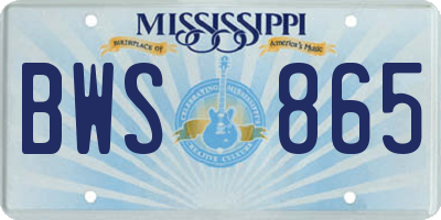 MS license plate BWS865