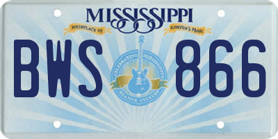 MS license plate BWS866