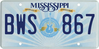 MS license plate BWS867