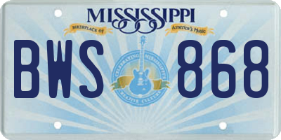 MS license plate BWS868