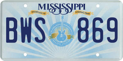 MS license plate BWS869