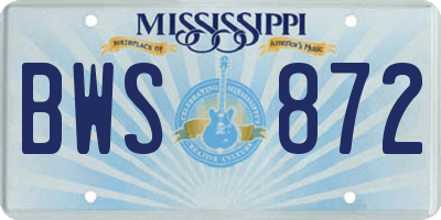 MS license plate BWS872
