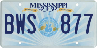 MS license plate BWS877