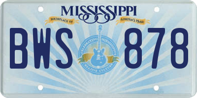MS license plate BWS878