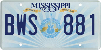 MS license plate BWS881