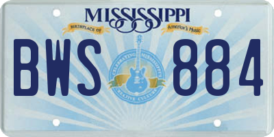 MS license plate BWS884
