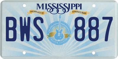 MS license plate BWS887