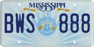 MS license plate BWS888