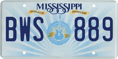MS license plate BWS889