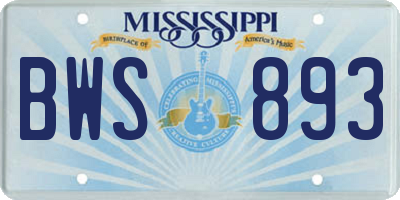 MS license plate BWS893