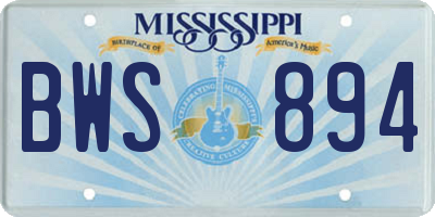 MS license plate BWS894