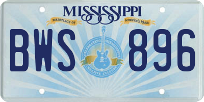 MS license plate BWS896