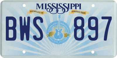 MS license plate BWS897