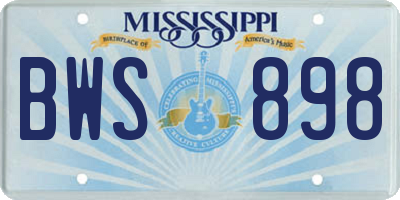 MS license plate BWS898