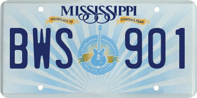 MS license plate BWS901