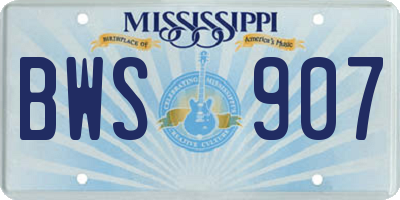 MS license plate BWS907