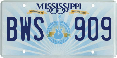 MS license plate BWS909