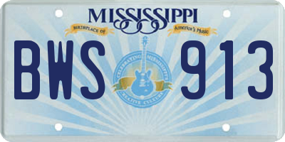 MS license plate BWS913