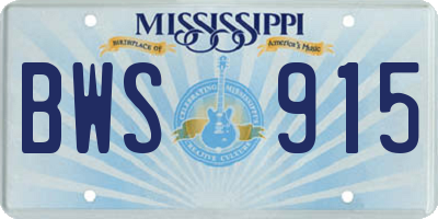 MS license plate BWS915