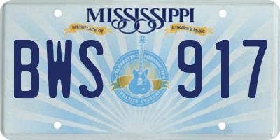 MS license plate BWS917