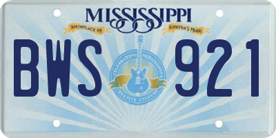 MS license plate BWS921