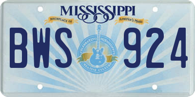 MS license plate BWS924