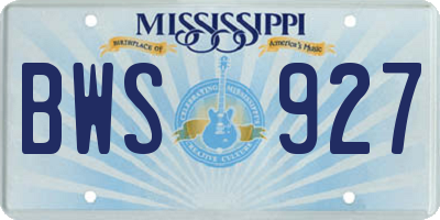 MS license plate BWS927