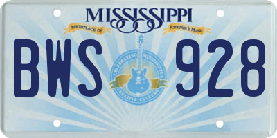 MS license plate BWS928