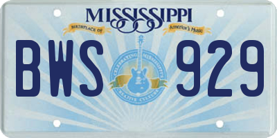 MS license plate BWS929