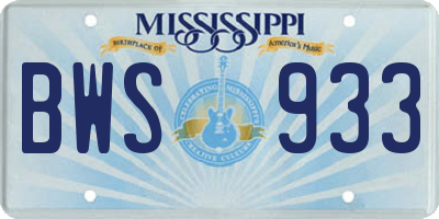 MS license plate BWS933