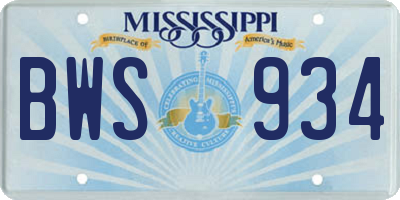 MS license plate BWS934