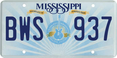MS license plate BWS937