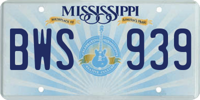 MS license plate BWS939