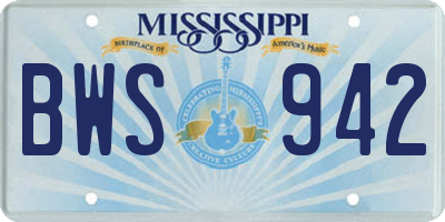 MS license plate BWS942
