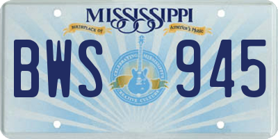 MS license plate BWS945