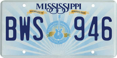 MS license plate BWS946