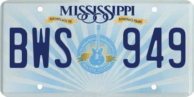 MS license plate BWS949