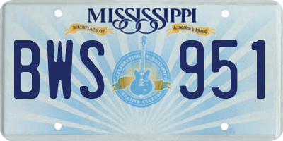 MS license plate BWS951